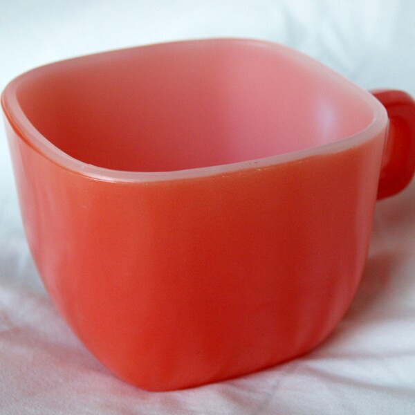 Glasbake mug, dark coral/orange