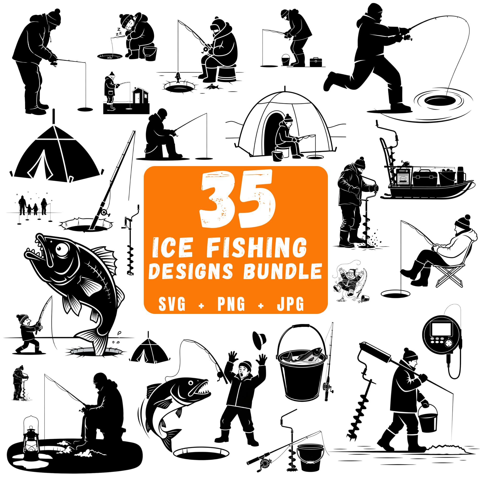 Ice Fishing Clipart - Etsy