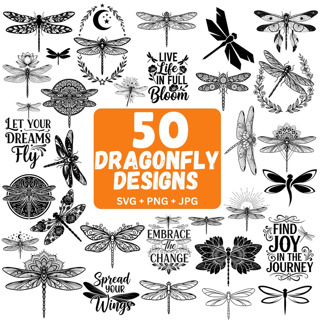 Dragonfly SVG Bundle, 50 Nature Designs for Cricut (svg, Png, Jpg) - Etsy