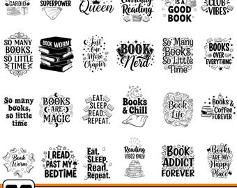 Reading SVG Bundle, Book Lover Quotes, Librarian, Cricut, Silhouette Files