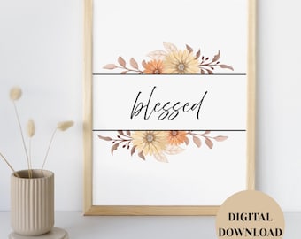 Blessed Floral Wall Art Printable | Farmhouse Decor (Digital Download)