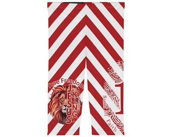 Sum of Faith Jesus True Freedom Capri Leggings | Red White Chevron Christian Faith