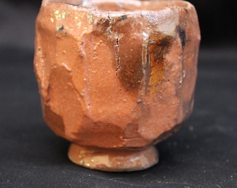 San Clemente Wild Clay Kurinuki Cup | Hand-Carved Raku Tea Cup | One-of-a-Kind California Pottery