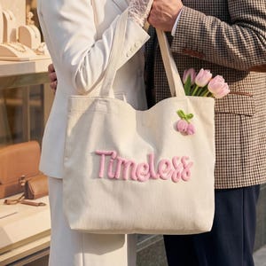 Personalized Gigi Tote Bag, Mothers Day Surprise Gift for Grandma, Custom Corduroy Chunky Yarn Name Purse, Gifts from Grandkids, Nana Tote image 10