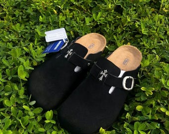 CH Suede Birkenstock Boston Clogs