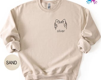 Personalized Dog Ears Sweatshirt, Custom Dog Name Sweatshirt, Gift For Dog Mom, Dog Mama Hoodie, Dog Lover Sweatshirt