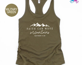 Faith Can Move Mountains Tank Top, Religious Apparel, Motivational Tank Top, Jesus Tank Top, Christian Bible Verse, Church Tank Top