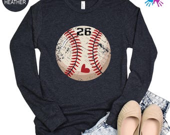 Personalized Baseball Number Long Sleeve Shirt, Custom Baseball Long Sleeve Tee, Baseball Fan Gift, Player Number Shirt, Game Day Shirt
