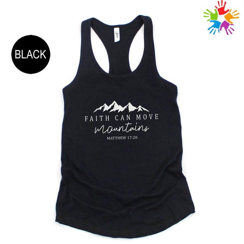 A black tank top with a white graphic design and text printed on it.
