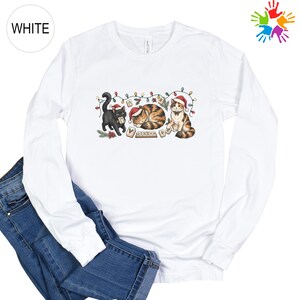 Mahjong Cats Long Sleeve, Christmas Kitten Long Sleeve, Santa Hat Cat Lover Long Sleeve, Cozy Winter Long Sleeve, Christmas Cat Long Sleeve