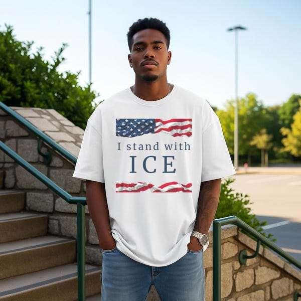 I Stand With ICE tee American flag immigration policy shirt