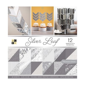 DCWV Silver Leaf Paper Stack 12"x12" 12/PKG PS-005-00565