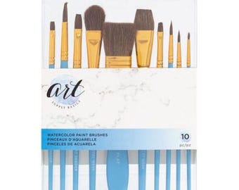 Paint Brushes ART SUPPLY BASICS - WaterColor - Natural Bristels (10 Pieces) 354839 by American Crafts