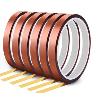 May include: A roll of copper-colored heat transfer tape with a white interior. Several strips of yellow tape are visible at the bottom. The tape is likely used for crafting or DIY projects.