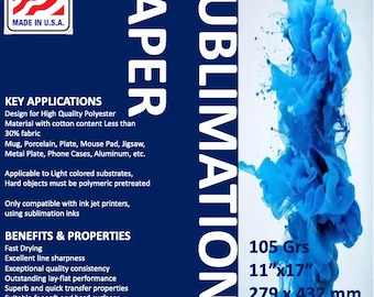 Dye Sublimation Paper, 11x17, 300 Sheets, for Mugs, Ceramics
