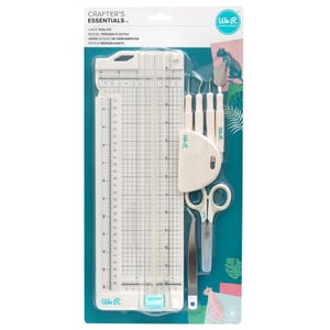 May include: A white crafter's tool kit on a teal background. The kit includes a paper trimmer, various tools, scissors, tweezers, and other crafting essentials. The package has the text "CRAFTER'S ESSENTIALS" and "LARGE TOOL KIT".