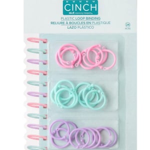 Cinch Plastic Loop Binding, Pink Lilac & Blue (24/Pkg)