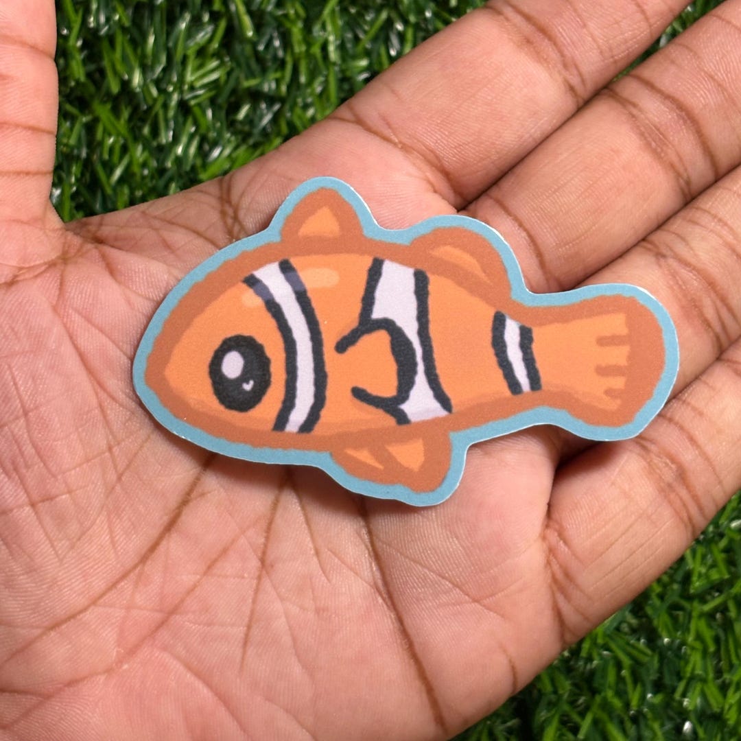 Clownfish Sticker || Doodle Art || Waterproof Vinyl Sticker - Etsy