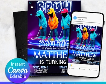 Bruh It's My Birthday Invitation, Bruh Invitation, Bruh Birthday Template, Bruh Neon Invitation, Neon Birthday Invitation, Teenager Invite