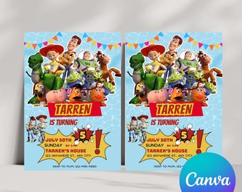 Toy Story Birthday Invitation Template, 5th Birthday Invite, Editable Canva, Printable Party Invitation