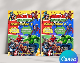 Editable Superheroes Birthday Invitation, Superhero Birthday Party Invite, Avengers Superhero Printable Kids Birthday Invite, Avengers Party