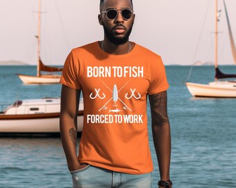 Born to Fish Forced to Work PNG | Funny Fishing T-Shirt Design | Fisherman T-Shirt Design | Outdoor Lover Sublimation | Digital Download