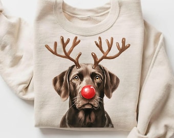 Sudadera navideña con labrador de chocolate, camiseta marrón de labrador retriever, regalo para amantes de los perros, ideal para las fiestas navideñas.