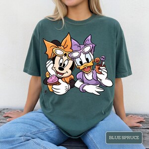 Halloween Besties Shirt, Cute Spooky Mouse and Duck Tee, Orange Purple Halloween Graphic, Trick or Treat Shirt, Best Friend Gift