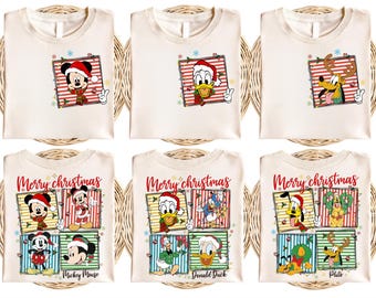 Mickey en zijn vrienden 2-zijdig kerst-T-shirt, Disneyland Mickey's Party-shirt, Very Merry Xmas Disney-trui, Disney Group-kerstshirt