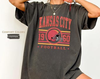 Kansas City Football Comfort Colors Tee, Trendy Chiefs Shirt