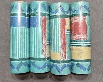 Cenefa de papel tapiz vintage, 4 rollos de 17 cm de ancho, estilo abstracto del suroeste, Miejers