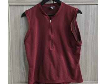 VTG SF Deadstock Bellwether Mens Cycling Poly Pique Vest Maroon Large