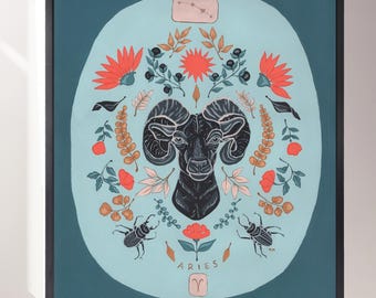 Aeries Zodiac Art Print: Celestial Aeries Giclée Illustration