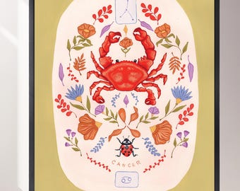Cancer Zodiac Giclée Print: Celestial Horoscope Art