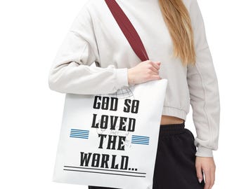 Bolsa tote inspirada na fé, sacola de compras divertida e ecológica, presente cristão, acessório para igreja, transporte inspirador para o dia a dia