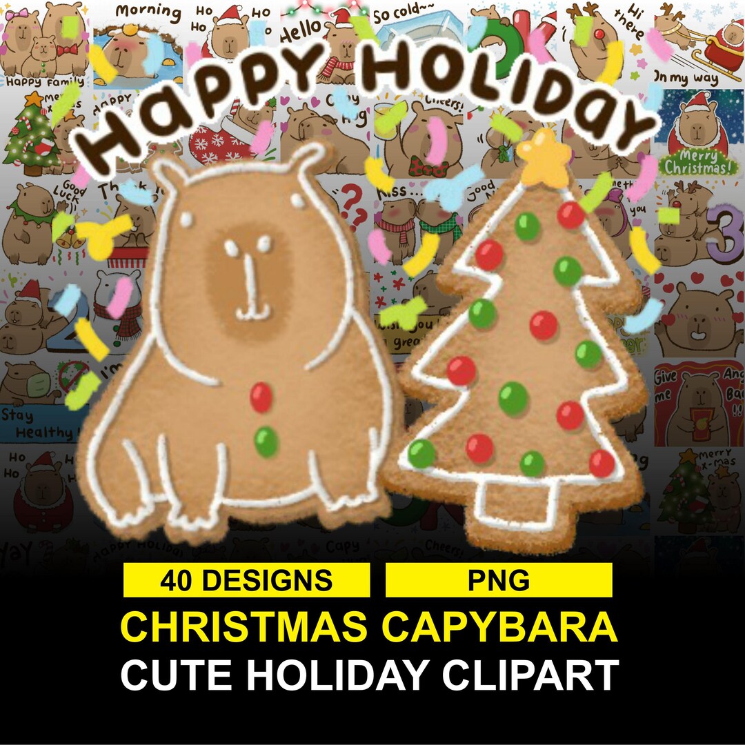Christmas Capybara Clipart - 40 PNG Designs for Holiday Crafts, Gifts ...