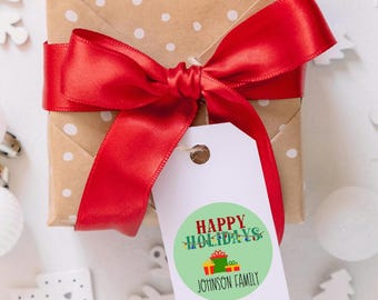Pegatinas personalizadas de Felices Fiestas / Etiquetas para embalaje de pequeñas empresas