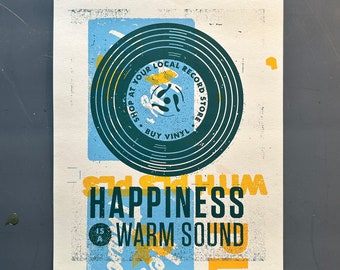 Happiness Is A Warm Sound Monoprint One of a Kind 8 x 10