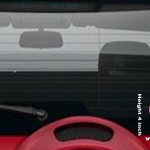 May include: Pink vinyl decal for a car window, featuring the word "Golf" with a golf club and ball design. The decal is 4 inches high and 5.6 inches wide. The decal is designed to be applied to the exterior of a vehicle.