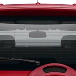 May include: A red car's rear window with a white peacock decal. The decal is 5 inches high and 4.10 inches wide. The peacock is facing right with its tail feathers fanned out. The text "Height 5 inch" and "Width 4.10 inch" are on the decal.