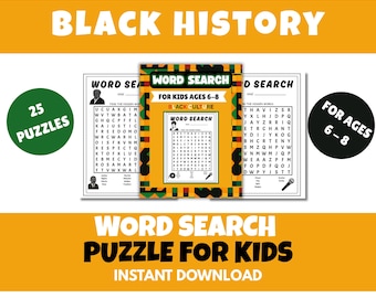Black Geschichte Wortsuchrätsel: 50 Druckbare Aktivitäten (PDF-Download)