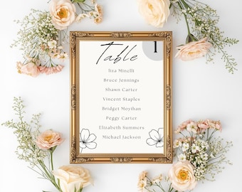 Hochzeit Tischnummer Vorlage | Bearbeitbares Empfangsdekor (Digitaler Download)