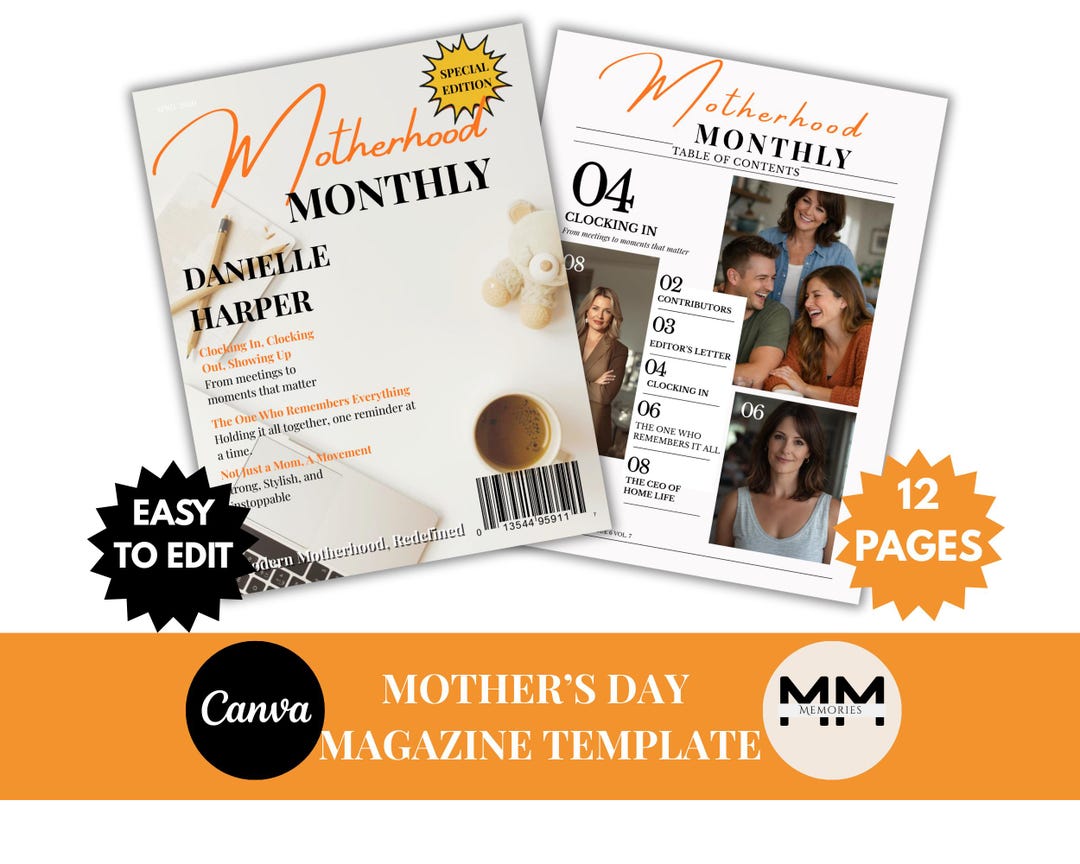 Mother's Magazine Canva Template Celebrate Mothers Day Birthday Special ...