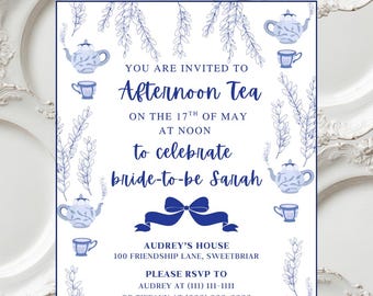 Editable Tea Party Invitation (Chinoiserie Baby Shower, Bridal Shower, Ladies' Tea)