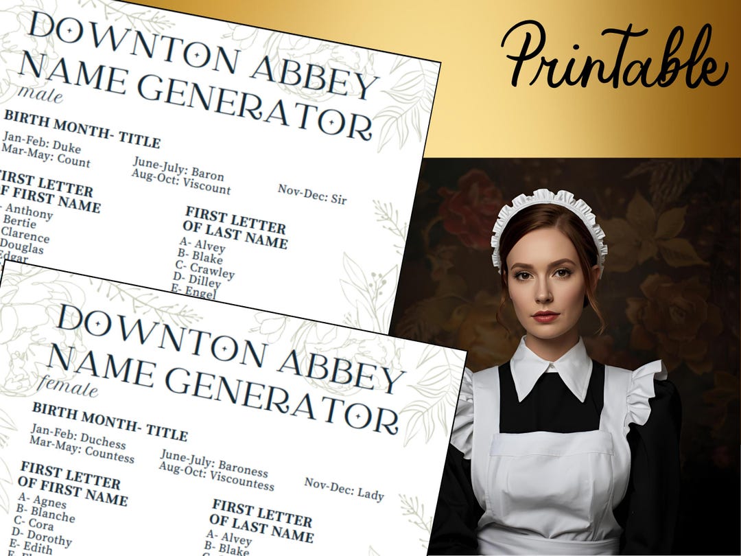 Downton Abbey Name Generator (party Game) - Etsy