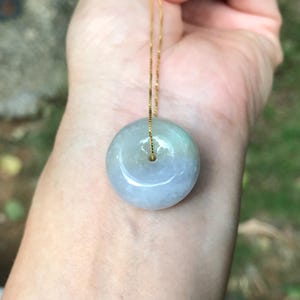 Natürliche birmanische zertifizierte Jadeit Peace Buckle Anhänger 925 Halskette