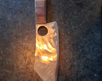 7 inch cleaver with walnut hickory handle