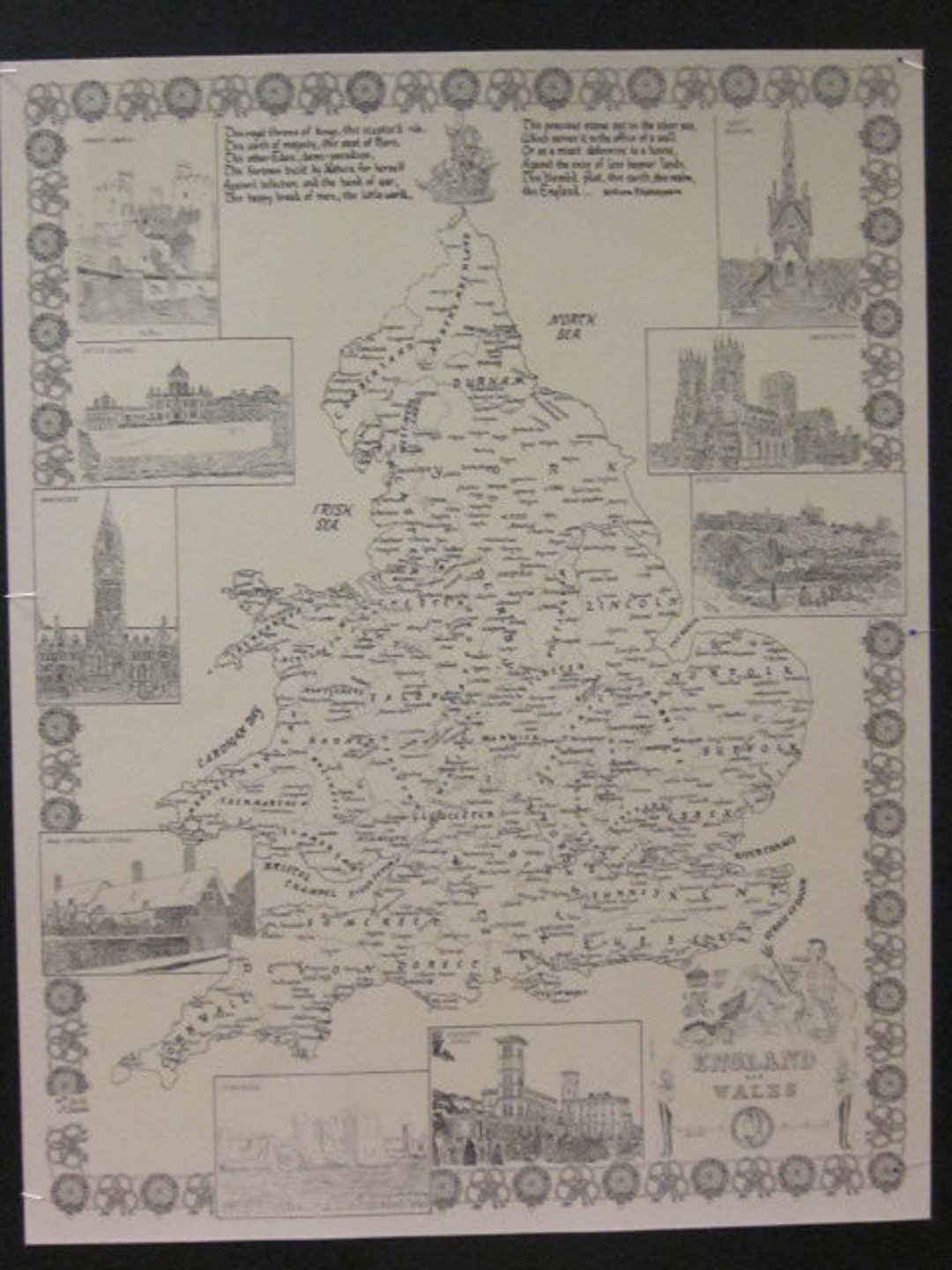 Hand Drawn Map of England and Wales in Pen and Ink - Etsy