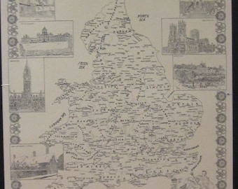 England Hand Drawn Map - Etsy