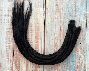 Natural Black(#1B) Permanent Human Hair Dreadlock Extensions(Loose Top & Loose Ends)